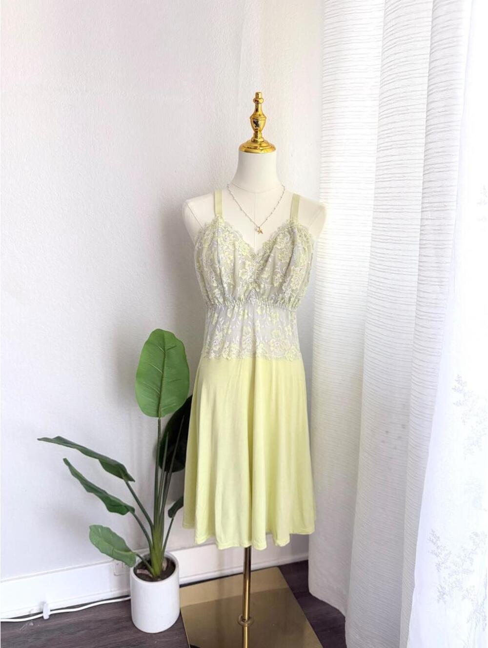 Y2K CosaBella Yellow Lace Slip Dress